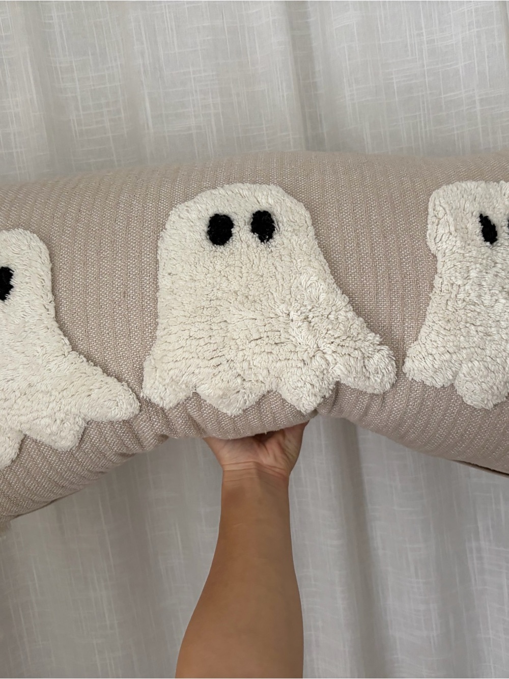 Cozy Cream Ghost Decorative Pillow - Home Accents